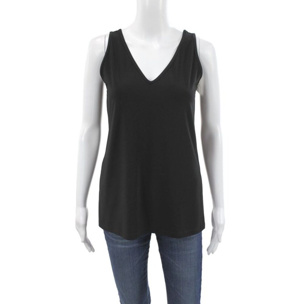 Sympli Womens Basic Sleeveless V Neck Tank Black Size 4